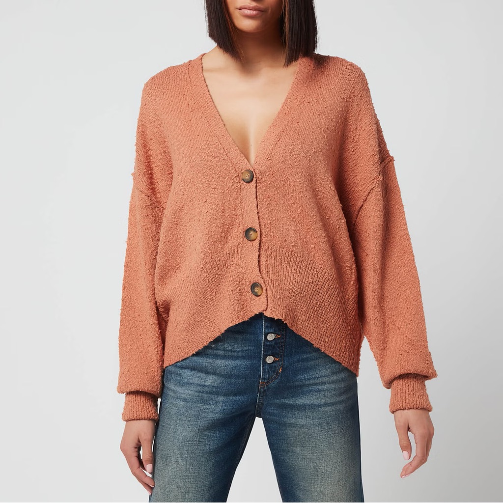 Free People Womenâs Found My Friend Cardigan In Doe Orange Button Sweater Sz Xs